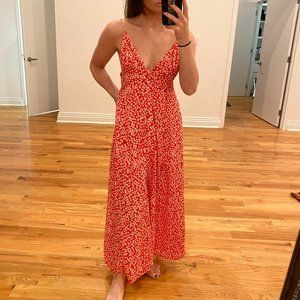 Charlie's - Red & White Floral Maxi Dress - S